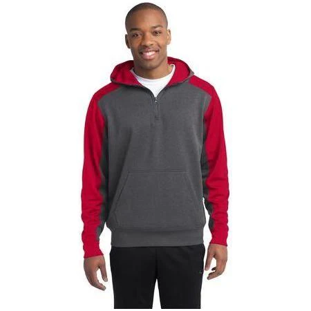 Mens Colorblock Tech Fleece 1/4-Zip Hooded Sweatshirt - Image 4