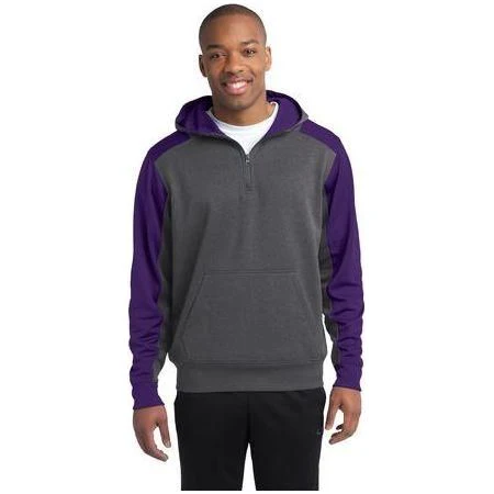 Mens Colorblock Tech Fleece 1/4-Zip Hooded Sweatshirt - Image 45